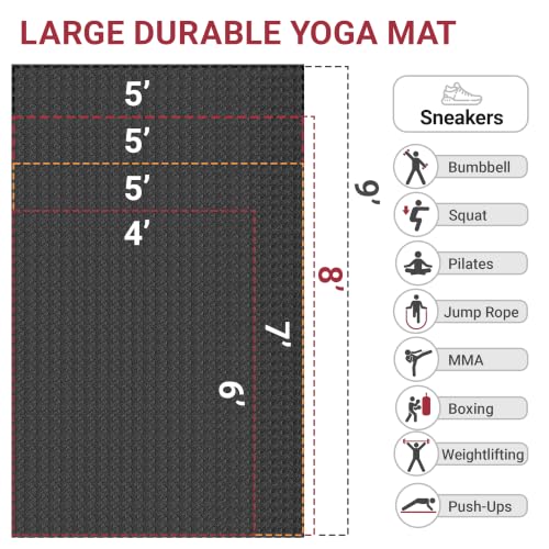 VTORY Extra Large Yoga Mat 8'x5'x0.25" Non-Slip Exercise & Workout Mat