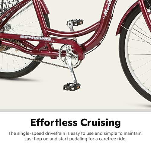 Schwinn Meridian Adult Tricycle Black Cherry 26-Inch Single-Speed Cruiser