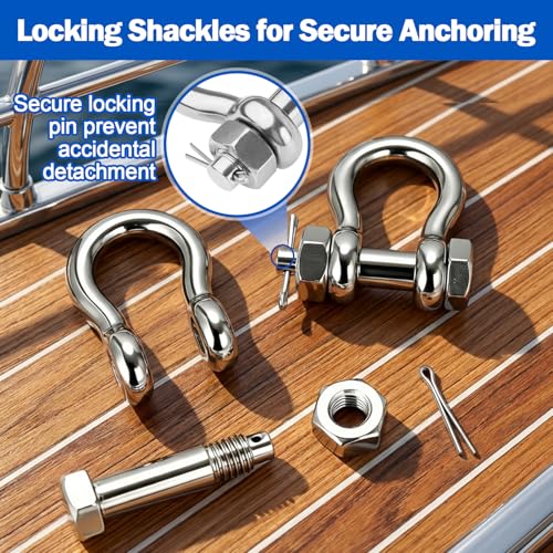 CORDUN Marine Grade Stainless Steel Anchor Chain Kit 3/16"-5/16" with 2 Shackles for Boats
