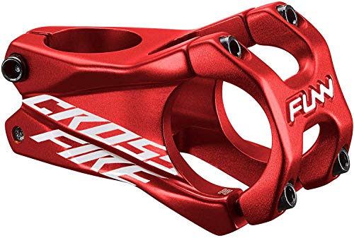 Funn Crossfire MTB Stem - Red, 35mm Clamp, Zero Rise, Compatible with Mountain Bikes