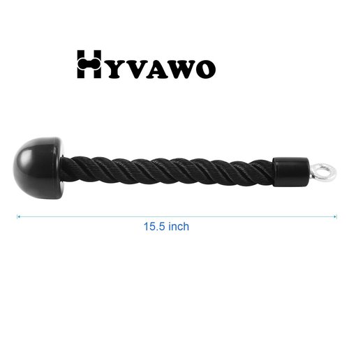 HYVAWO Pull Down Rope Single Grip Tricep Bicep Exercise Attachment for Cable Machines Gym Pulley Workout (Black 2 Pack)
