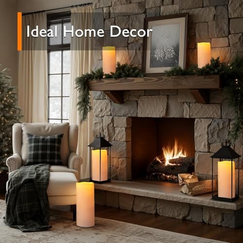 Homemory 12x5 Inch Waterproof Outdoor Flameless Candles with Remote Set of 4, Ivory