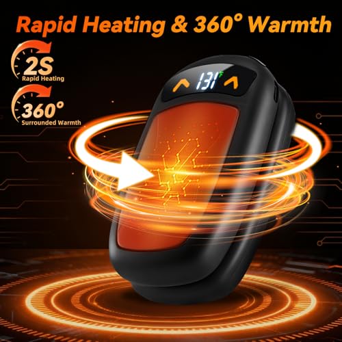KYEKIO Black Rechargeable Hand Warmer 2Pack with LED Display, 3 Temp Portable Magnetic Electronic Hand Warmers