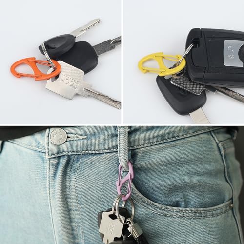 Black 30P Double Sided Mini Carabiner Clips - Lightweight Aluminum Keychain Hooks for Camping Hiking Outdoor