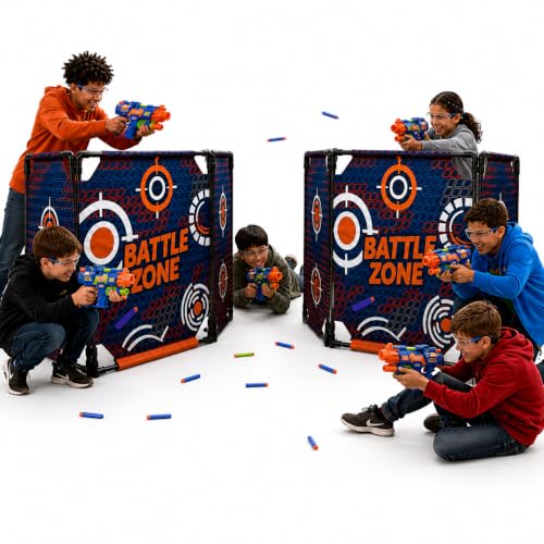 SINCOLINE Blue Foldable Tactical Bunker & Foam Blaster Target 59x34” for Laser Tag Water Gun Birthday Kids Play