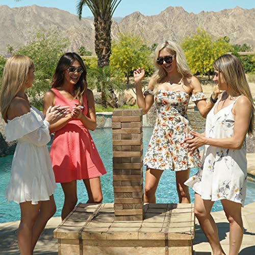 GoSports Giant Wooden Stacking Game - Brown Stain, 5ft Tall, Includes Carrying Case