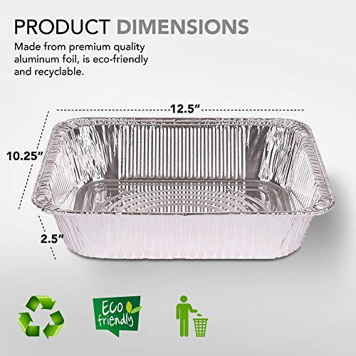 100 Pack Aluminum Foil Baking Pans 9x13 Half Size Deep Steam Table Pans