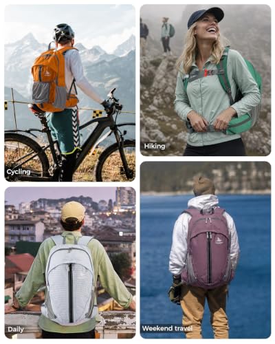 25L Hiking Backpack for Women Men - Lightweight Travel Day Pack, Purple - AiryLeben