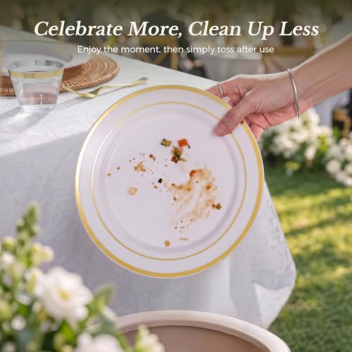 Gold Disposable Dinnerware Set for 100 Guests - 600 Pieces