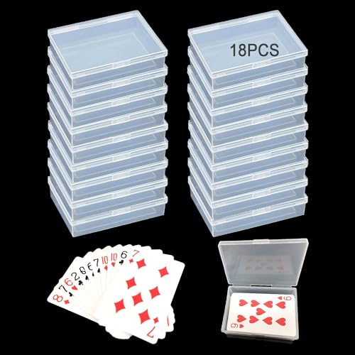 18-Pack Clear Plastic Playing Card Deck Boxes for Storage and Organization