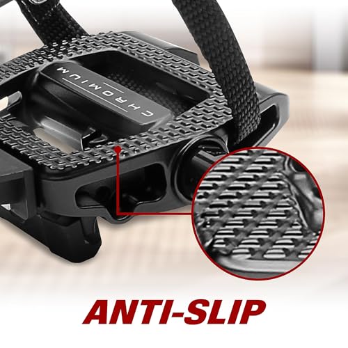 BV Bike Pedals Full Set - Delta & Shimano SPD Compatible 9/16" Toe Cage Exercise Bike Pedals for Peloton & Regular Shoes