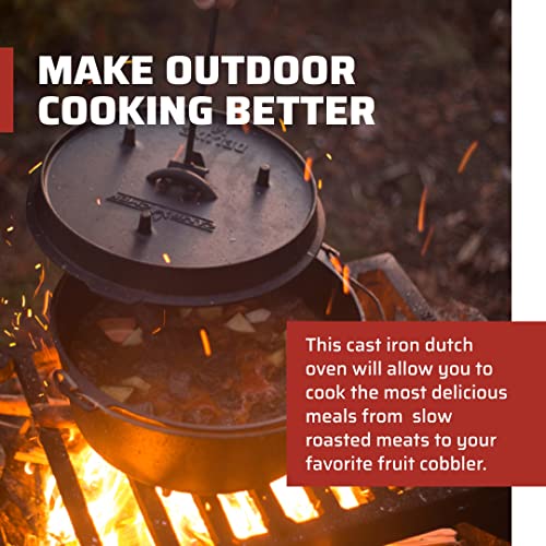 Cast Iron Dutch Oven 9.33 Qt Pre-Seasoned Camping & Kitchen Cooking