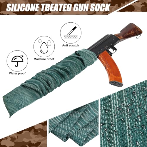 Silicone Gun Socks for Rifles - 18 Pack 54 Inch Storage Sleeves Dark Green, Brown, Black