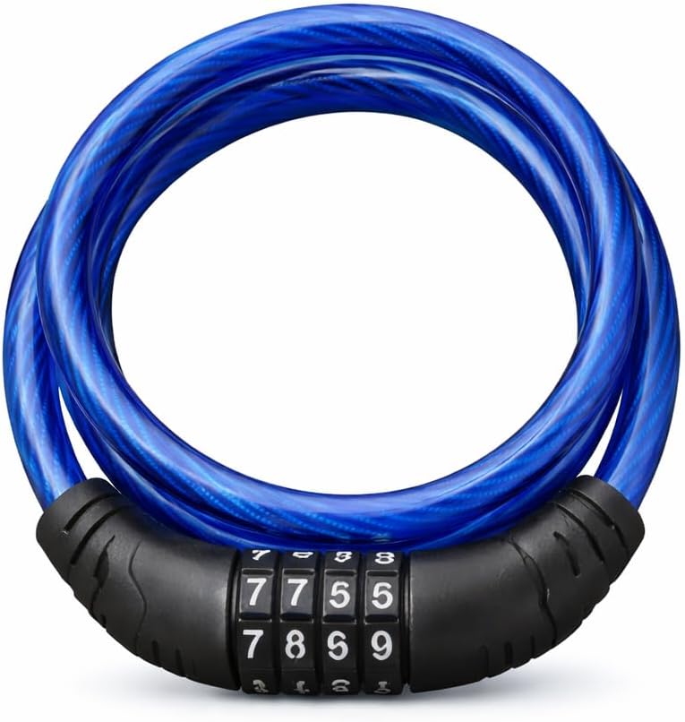 Skiennix Bike Lock Cable - 4 Ft 10mm Resettable Combination Lock for Bicycles, Scooters & Gates