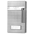 Silver Brass Lighter with Ping Sound & Clous de Paris Engraving - Single Flame