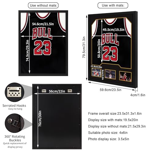 ccdcc 2 Pack Wooden Jersey Frame Display Cases with Tempered Glass – Fits Most Jerseys & Photos