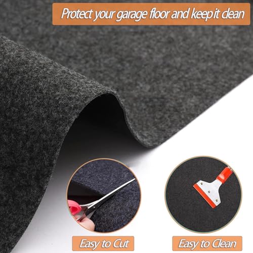 17 x 7.4 FT Garage Floor Mat Oil Spill Protector Weather-Resistant Backing