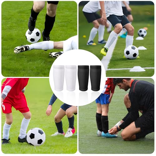 Soccer Shin Guard Sleeves Set - Breathable Elastic Sock Covers for Adults & Kids