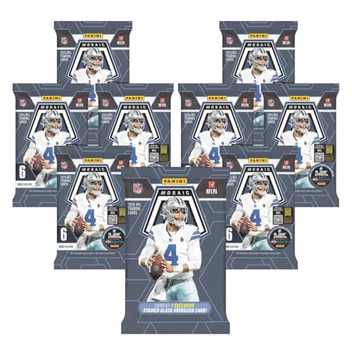 2025 Panini Mosaic Football Trading Card Box with Stained Glass Oversized Card