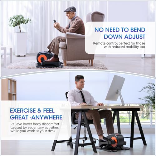 GUGTTR Under Desk Elliptical Leg Exerciser for Seniors - Black-Orange