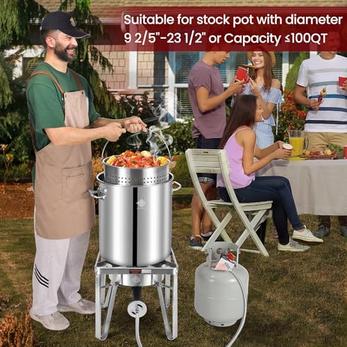Stainless Steel 200,000 BTU Propane Burner with Regulator - Outdoor Gas Stove