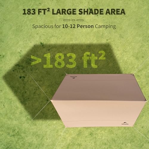 Naturehike 16.4 x 12.5 ft Waterproof Camping Tent Tarp with Poles and Rain Shelter
