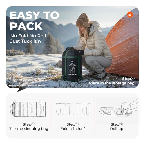 XXL Cotton Flannel Sleeping Bag for Adults - Green, Cold Weather Warmth