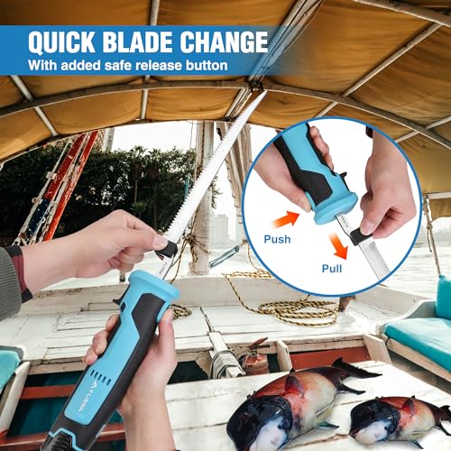 FLISSA 12V Cordless Electric Fish Fillet Knife with 8" & 10" Blades – Rechargeable, Ergonomic, Quick-Change Stainless Steel Blades