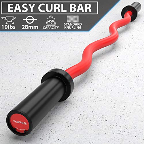 Synergee EZ Curl Bar - Red Cerakote, Chrome & Black Phosphate, 45.5 Inch