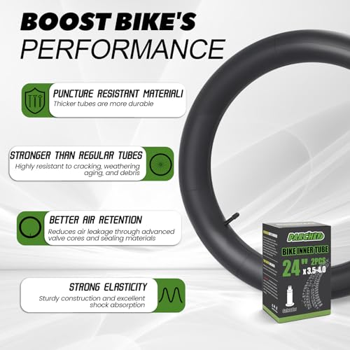 Fat Bike Inner Tube 24x4.0 Schrader Valve 2-Pack - Compatible with Mountain & E-Bikes