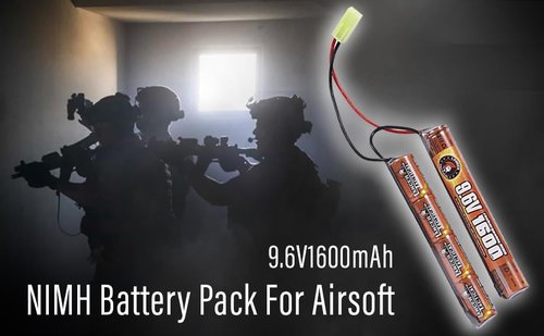 Lancer Tactical Airsoft Battery Charger & 9.6V 1600mAh NiMH Rechargeable Pack | Perfect for AEGs