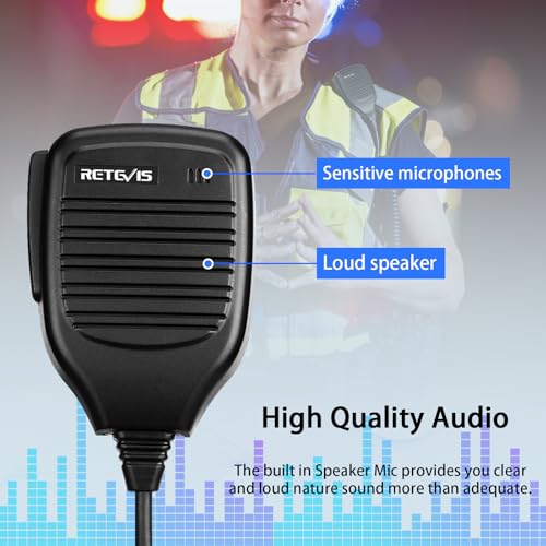 Retevis 10 Pack Shoulder Microphone for Walkie Talkies with Kevlar Cord - Universal Compatibility