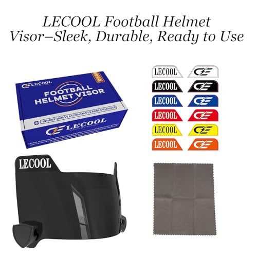 LeCool Football Visor Black - 3D Curved Lens, Wide Field Vision, Youth & Adult Fit
