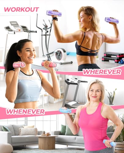 AboveGenius Soft Hand Weights Set - Blue Pink Purple 12LB for Walking & Workout