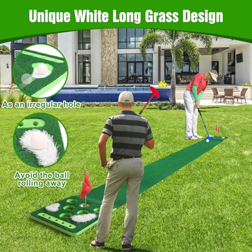 Golf Putting Game Set with Detachable Bunkers - Green with Putter