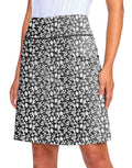 Women's 20-Inch Knee Length Skorts Skirt with UPF50+ - Black Flower, Medium