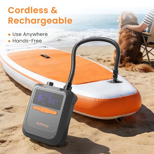 Rechargeable Electric Paddle Board Pump with Auto Shut-Off & LED Light - Inflates SUP, Kayaks & Inflatables