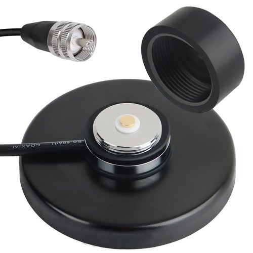 NMO Antenna Mount Magnetic Base with PL259 Male Connector, 16.4FT(5 Meters) Coaxial Cable, Dust Cover Cap for HF VHF UHF NMO GMRS Mobile Car Truck CB Ham Radio Antenna