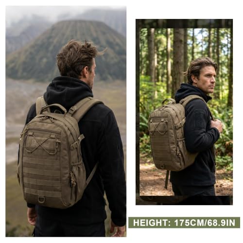 Small Military Tactical Backpack 18L with Molle for Hiking Travel Camping - Khaki