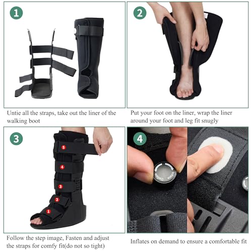 Jewlri Air Walking Boot Tall Fracture Support for Broken Foot, Medium