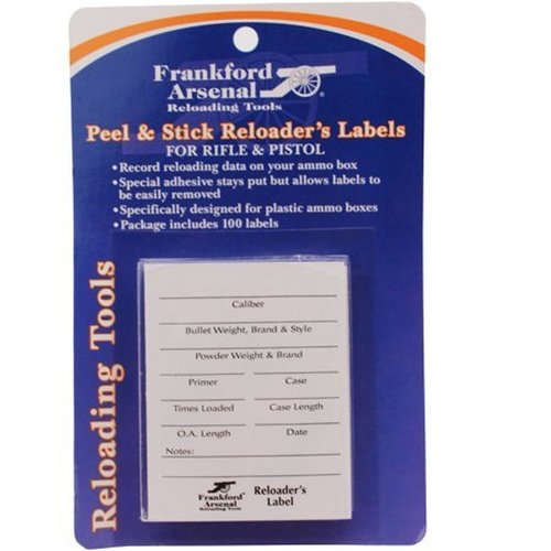 Frankford Arsenal Adhesive Shotgun Pistol and Rifle Reloader's Labels for Ammo Boxes and Storage Bins - 100 Pack white
