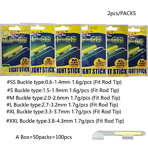 Fishing Glow Sticks 20PCS Bulk Set for Rod Tips - 1.5-1.9mm Size, Glow Tips for Fishing Poles