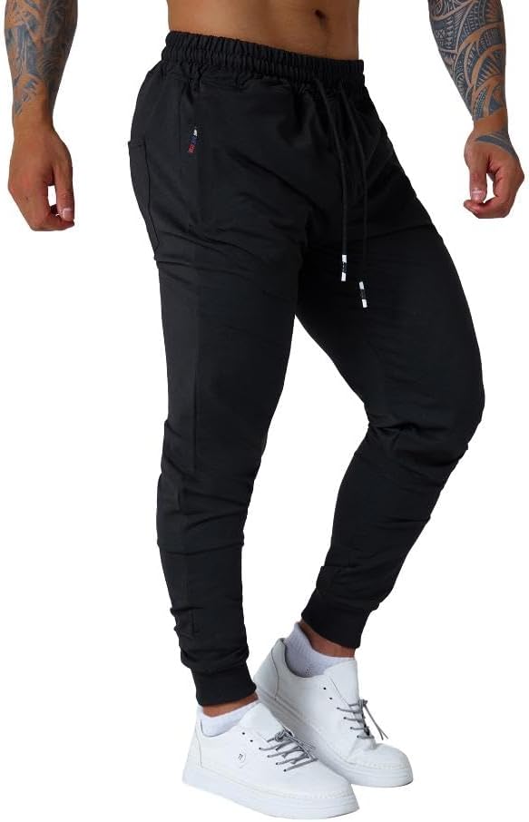 Skiennix Men's Jogger Sweatpants - Active Athletic Wear with Zipper Pocket & Drawstring | Sizes S-2XL