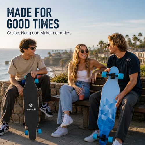41-Inch Longboard Skateboard for Beginners and Adults - Canadian Maple Drop-Through Deck