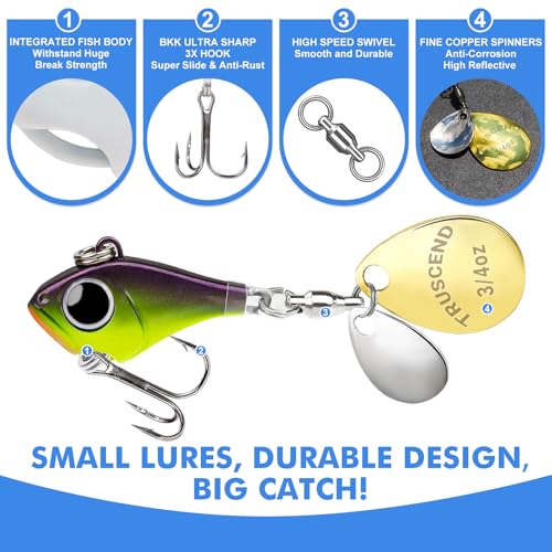 A4 3/4oz 21g Fishing Spinner Bait for Freshwater Saltwater Trout Bass