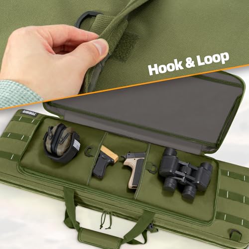 Double Rifle Case Gun Bag 55 Inch Water-Resistant Padded Tactical Storage - Green