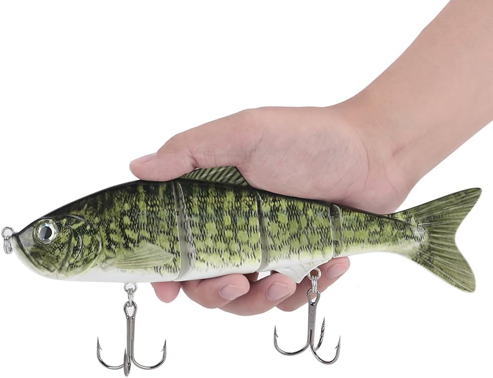 Skiennix 10-Inch Multi-Jointed Swimbait Fishing Lure - 4-Segment Sinking Bass Crankbait with Treble Hook