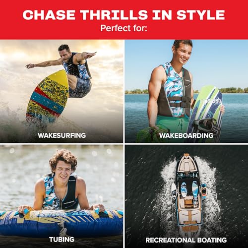 Adult Camo Neolite Flex Life Jacket - Blue Large USCG Approved Water Sports Vest