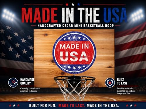 CALI KIWI PROS Elite Mini Basketball Hoop & Ball Set with Natural/Black Rim, Wall Mount, Indoor, Cedar Backboard, Includes 9” Hoop & 5 Mini Balls