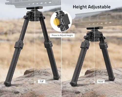 CVLIFE Carbon Fiber Bipod for M-Rail - Adjustable, Foldable & Swivel Shooting Support